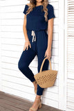 Asymmetrical Neck Short Sleeve Jumpsuit - Trendsi - Flyclothing LLC