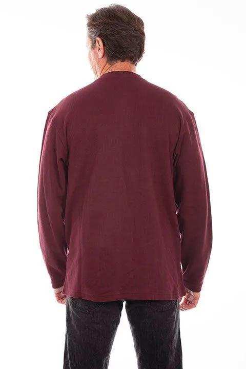 Scully BURGUNDY HEATHER RIB HENLEY - Scully Leather - Flyclothing LLC