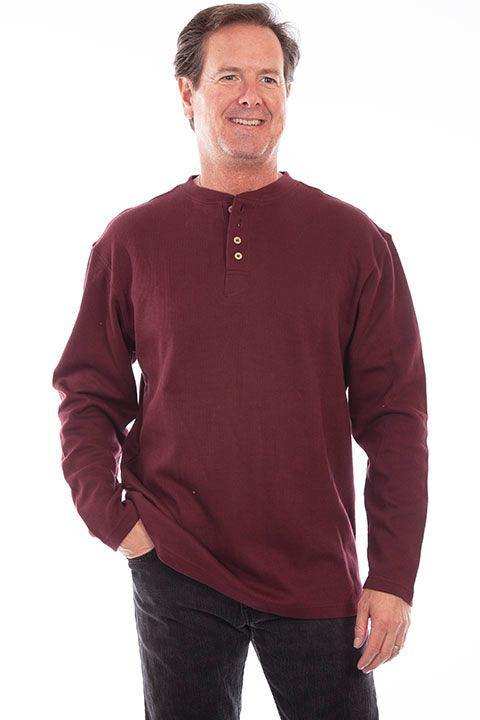 Scully BURGUNDY HEATHER RIB HENLEY - Scully Leather - Flyclothing LLC