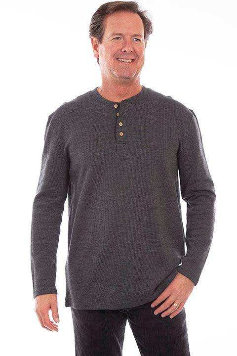 Scully CHARCOAL HEATHER RIB HENLEY - Scully Leather - Flyclothing LLC
