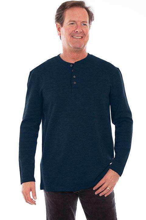 Scully NAVY HEATHER RIB HENLEY - Scully Leather - Flyclothing LLC