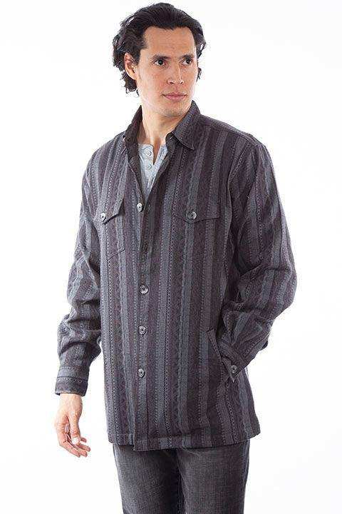 Scully CHARCOAL DOBBY STRIPE SHIRT/JACKET - Scully Leather - Flyclothing LLC