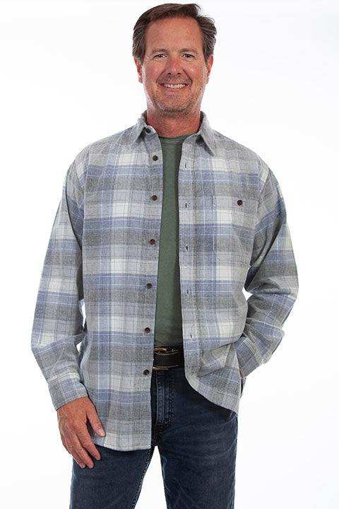 Scully Leather Blue Gray Corduroud Plaid Shirt - Scully Leather - Flyclothing LLC