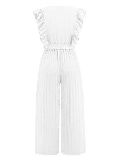 Ruffled Surplice Cap Sleeve Jumpsuit - Trendsi - Flyclothing LLC