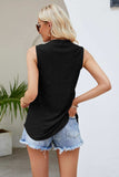 Notched Neck Curved Hem Eyelet Tank - Trendsi - Flyclothing LLC