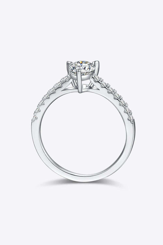 1 Carat Moissanite 925 Sterling Silver Side Stone Ring - Trendsi - Flyclothing LLC