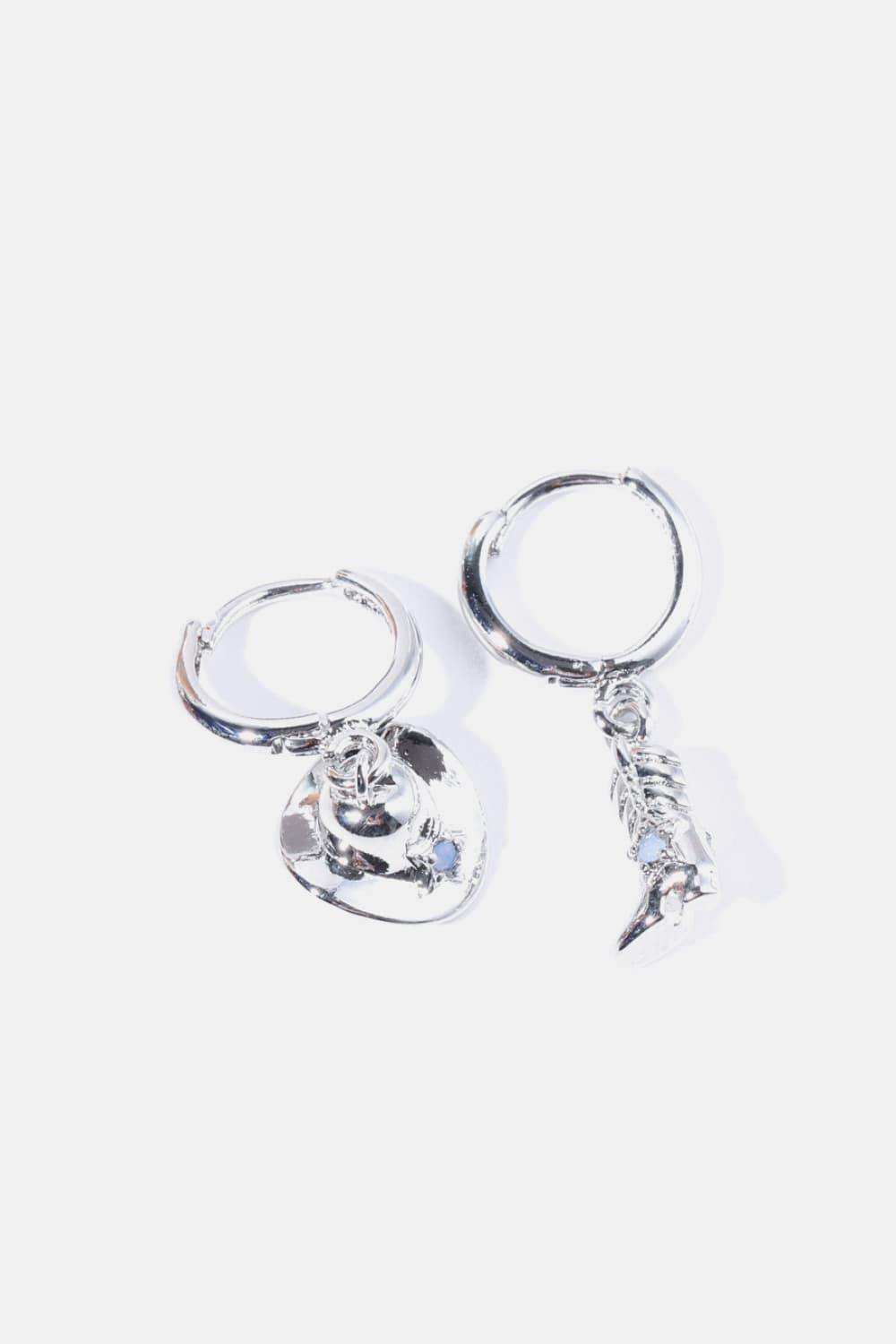 Hat & Boot Shape Asymmetrical Copper 14K Gold Plated Earrings - Trendsi - Flyclothing LLC