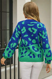 Leopard Round Neck Dropped Shoulder Sweater - Trendsi - Flyclothing LLC