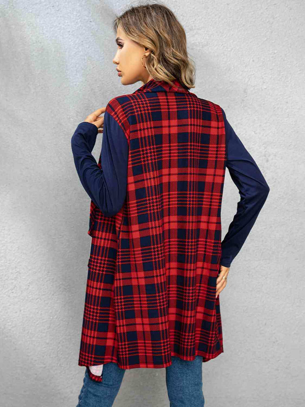 Plaid Open Front Cardigan - Trendsi - Flyclothing LLC