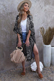 Printed Tassel Trim Open Front Cardigan - Trendsi - Flyclothing LLC