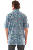 Scully Leather Farthest Point Blue S/S Blue Palm Tree Shirt - Scully Leather - Flyclothing LLC