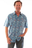 Scully Leather Farthest Point Blue S/S Blue Palm Tree Shirt - Scully Leather - Flyclothing LLC
