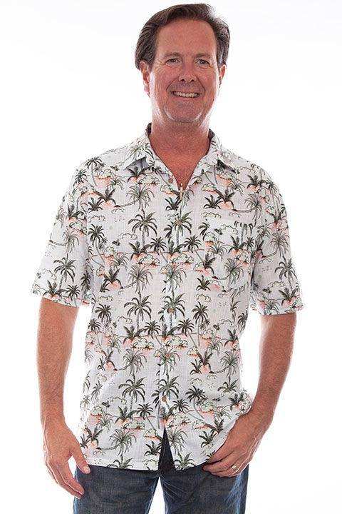 Scully Leather White S/S Palm Trees Shirt - Scully Leather - Flyclothing LLC