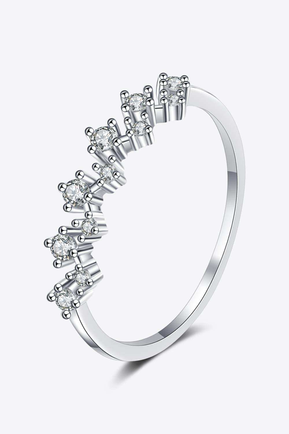 Moissanite Rhodium-Plated Half-Eternity Ring - Trendsi - Flyclothing LLC