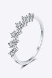Moissanite Rhodium-Plated Half-Eternity Ring - Trendsi - Flyclothing LLC