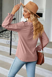 Round Neck Flounce Sleeve Blouse - Trendsi - Flyclothing LLC