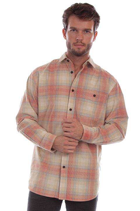 Scully Leather Farthest Point Red-Tan Corduroy Plaid Shirt - Scully Leather - Flyclothing LLC