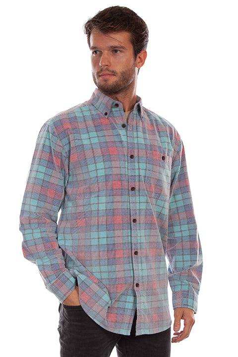Scully Leather Farthest Point Blue Corduroy Plaid Shirt - Scully Leather - Flyclothing LLC