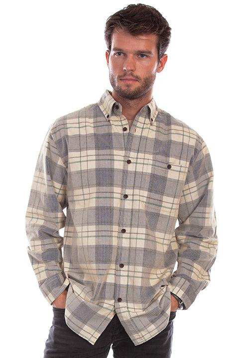 Scully Leather Farthest Point Blue-Tan Corduroy Plaid Shirt - Scully Leather - Flyclothing LLC