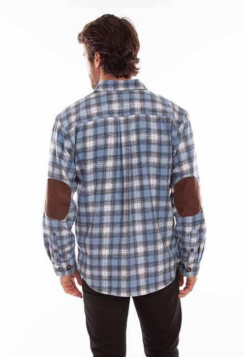 Scully Leather 80% Wool 20% Viscose Slate Blue-Black Wool Blend Flannel Med Weight Shirt - Scully Leather - Flyclothing LLC