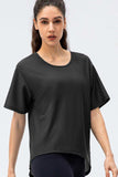 Round Neck Short Sleeve Active Tee - Trendsi - Flyclothing LLC