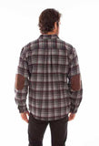 Scully Leather 80% Wool 20% Viscose Charcoal-Burgundy Wool Blend Flannel Heavy Weight Shirt - Scully Leather - Flyclothing LLC