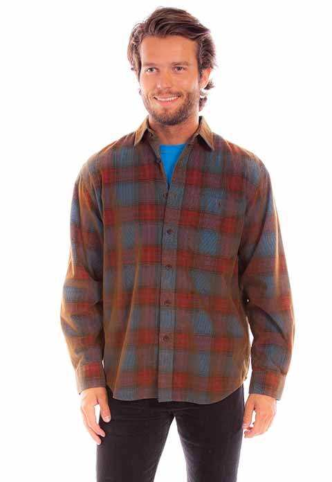 Scully Leather Farthest Point Red-Blue Y/D Corduroy Plaid Shirt - Scully Leather - Flyclothing LLC
