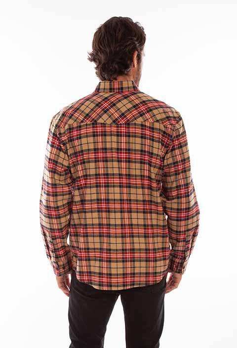 Scully Leather 100% Cotton Tan Plaid Cotton Flannel Shirt - Scully Leather - Flyclothing LLC