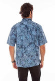 Scully Leather Farthest Point Blue Batik Leaves Shirt - Scully Leather - Flyclothing LLC