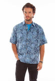Scully Leather Farthest Point Blue Batik Leaves Shirt - Scully Leather - Flyclothing LLC