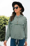 Striped Half-Button Dropped Shoulder Hoodie - Trendsi - Flyclothing LLC