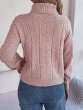 Cable-Knit Turtleneck Sweater - Trendsi - Flyclothing LLC