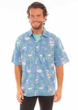 Scully Leather Farthest Point Capri Blue Hawaiian Flamingos & Leaves - Scully Leather - Flyclothing LLC