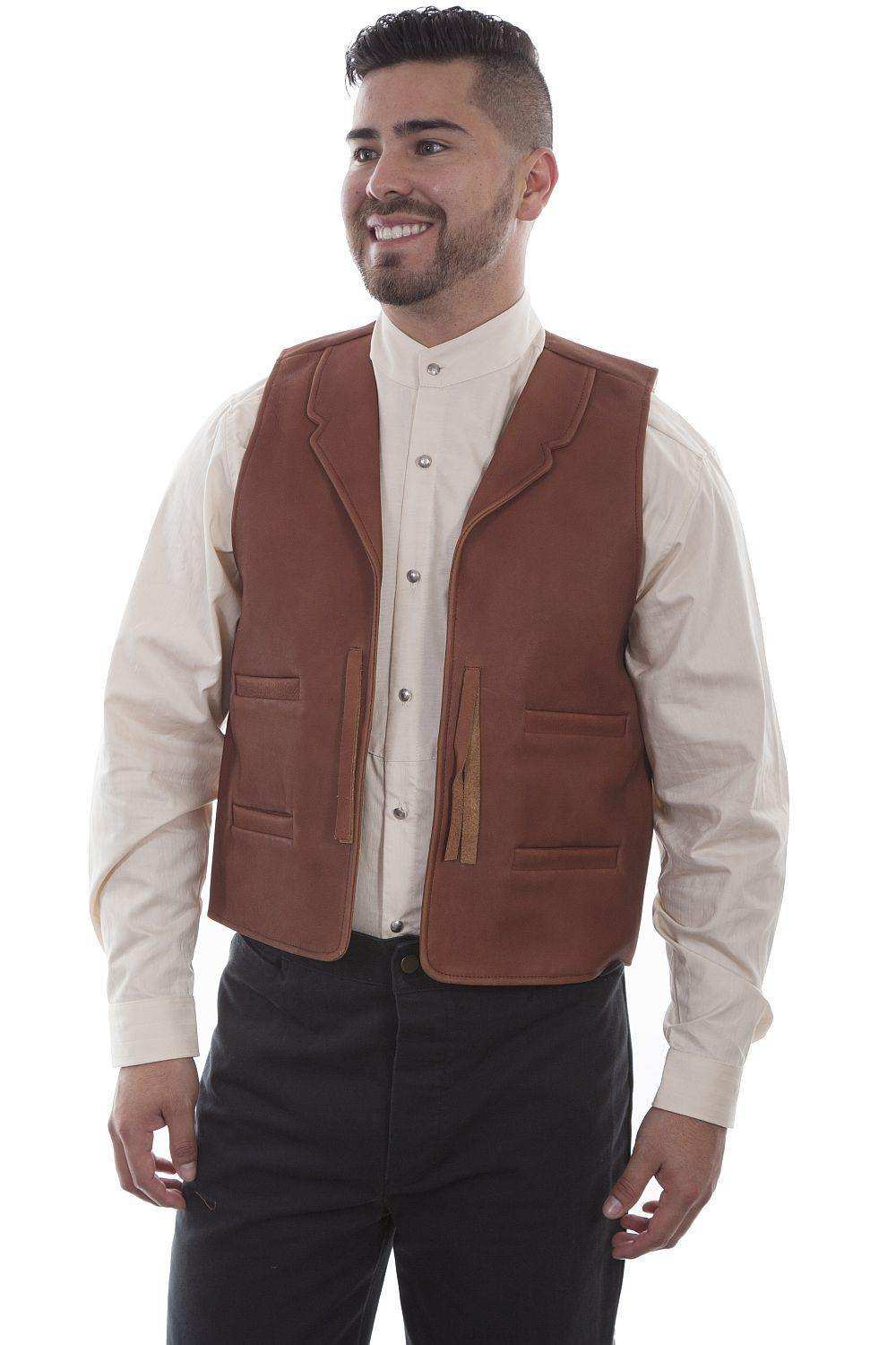 Scully BROWN LEATHER RANGE VEST - Scully Leather - Flyclothing LLC