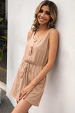 Buttoned Round Neck Sleeveless Romper - Trendsi - Flyclothing LLC