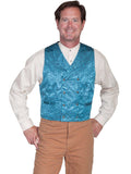 Scully AQUA FLORAL SILK DOUBLE BREASTED VEST - Scully Leather - Flyclothing LLC