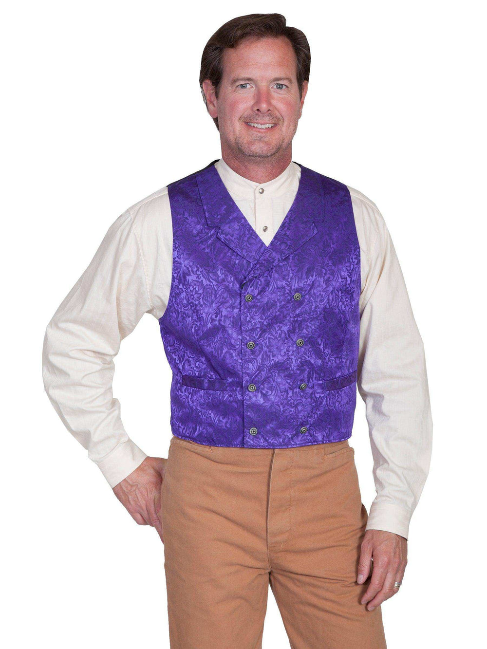Scully PURPLE FLORAL SILK DOUBLE BREASTED VEST - Scully Leather - Flyclothing LLC