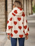 Fuzzy Heart Pocketed Dropped Shoulder Hoodie - Trendsi - Flyclothing LLC