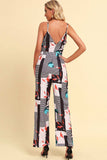 Printed Spaghetti Strap Tied Jumpsuit - Trendsi - Flyclothing LLC