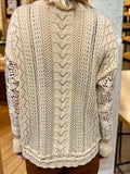 Eyelet Button Up Lantern Sleeve Cardigan - Trendsi - Flyclothing LLC