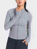 Zip-Up Long Sleeve Sports Jacket - Trendsi - Flyclothing LLC
