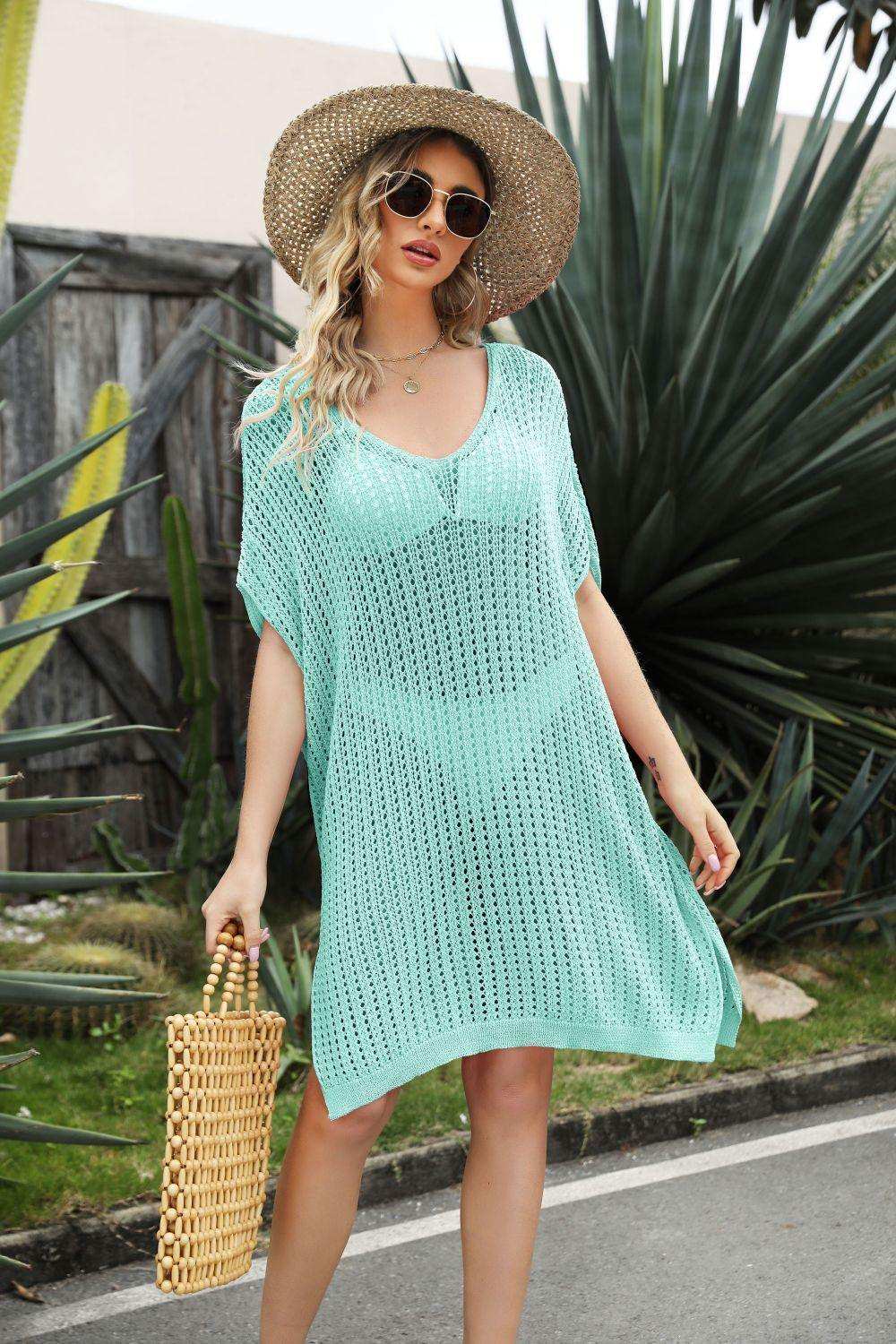 Openwork Side Slit Cover-Up Dress - Trendsi - Flyclothing LLC