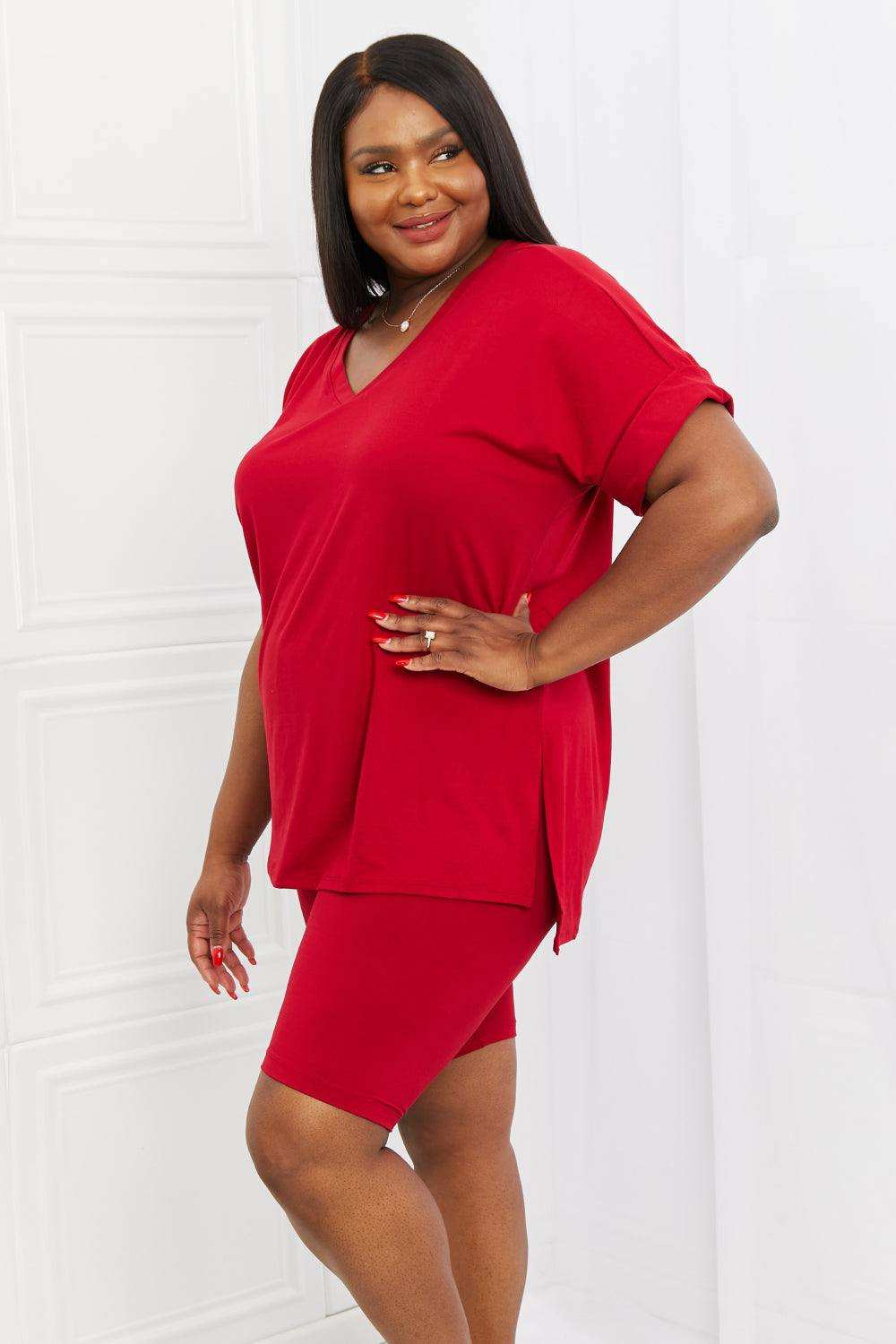 Zenana Full Size Quiet Moments Brushed Lounge Set in Burgundy - Trendsi - Flyclothing LLC