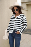 Striped Round Neck Button-Down Dropped Shoulder Cardigan - Trendsi - Flyclothing LLC