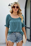 Short Flounce Sleeve Top - Trendsi - Flyclothing LLC