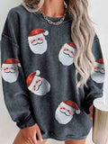 Sequin Santa Patch Ribbed Sweatshirt - Trendsi - Flyclothing LLC