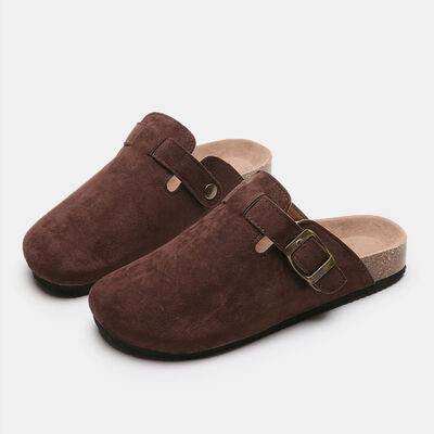 Suede Closed Toe Buckle Slide - Trendsi - Flyclothing LLC
