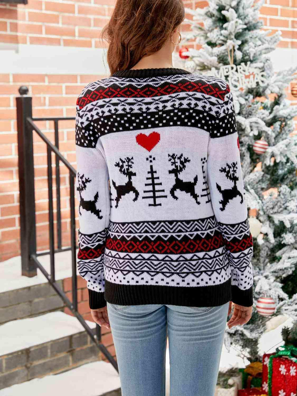 Christmas Round Neck Sweater - Trendsi - Flyclothing LLC
