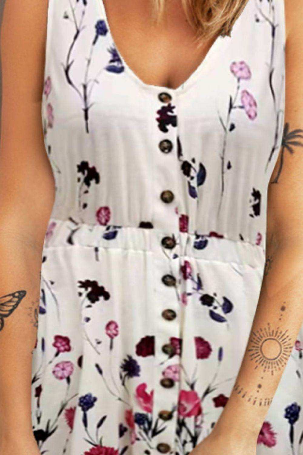 Double Take Scoop Neck Buttoned Sleeveless Magic Dress with Pockets - Trendsi - Flyclothing LLC