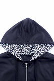 Leopard Color Block Zip-Up Hooded Jacket - Trendsi - Flyclothing LLC